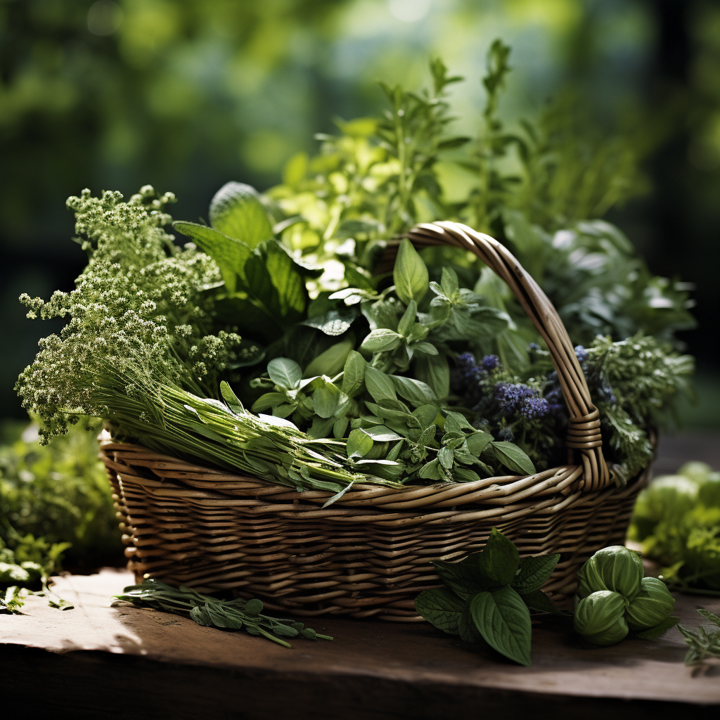 _harvest_basket_full_of_herbs harvest basket full of vegetables